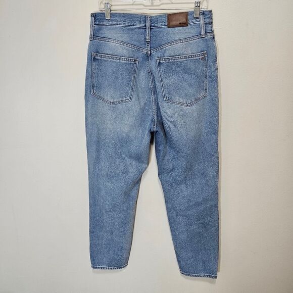 Madewell The Mom Jean High Waist Light Wash Ankle Ripped Distressed Raw Hem 29 - Picture 6 of 13